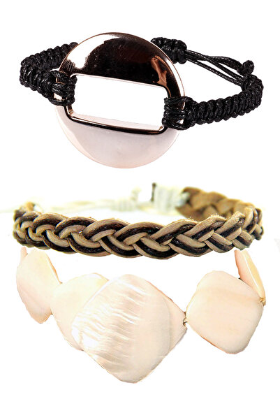 Dejavu نموذج حبل محبوك وحزمة أساور بمقاس قابل للتعديل بمظهر أم اللؤلؤ