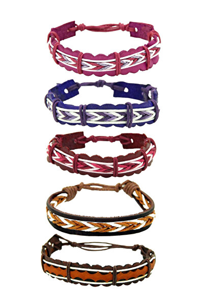 Dejavu حزمة سوار للجنسين بحجم قابل للتعديل مع تفاصيل حبل وجلد