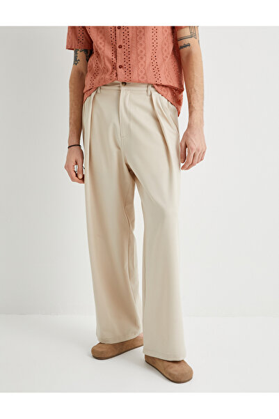 Koton Bol Baggy Pantolon Kumaş Düğmeli Chino Cep Detaylı