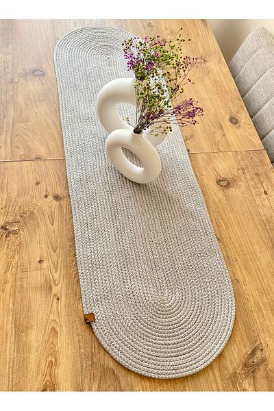 MS Glassware 100x30 Cm Grey WickerRunner - Decor de masă și cârpă de cafea pentru serviciu american