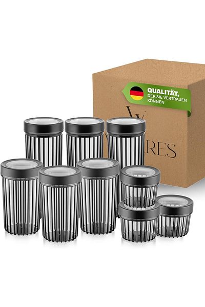 Viwares Linea Rundes Vorratsdosen 9er Set mit Drehdeckel in Anthrazit
