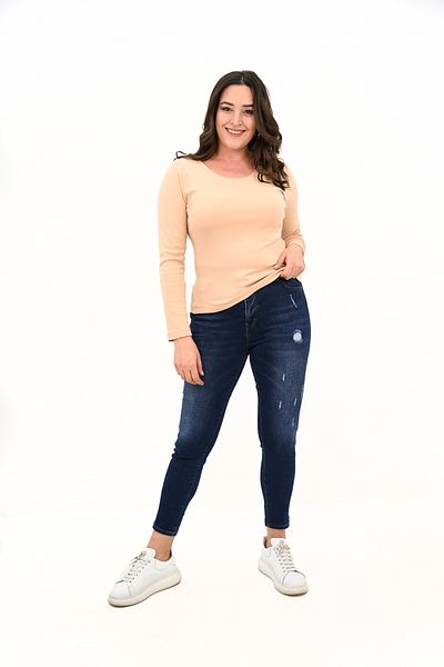 Koza Butik Women's Large Size Long Sleeve Basic Blouse 1759-25