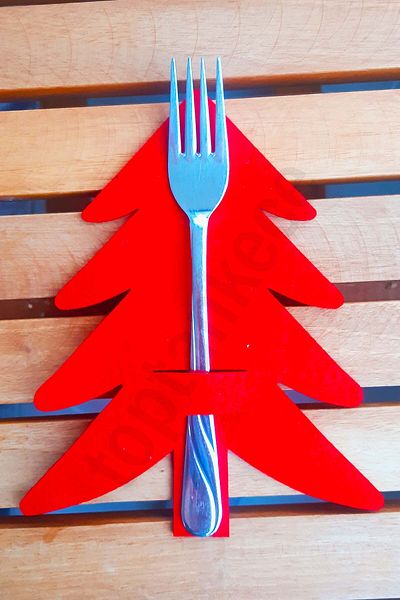 garaccu Christmas Red Pine Tree Patterned Spoon Holder 2 Pieces
