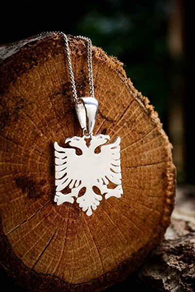 Ebrar Silver Gümüş Çift Başlı Kartal Kolye 925 Ayar Gümüş Unisex Çift Başlı Kartal Figürlü Kolye