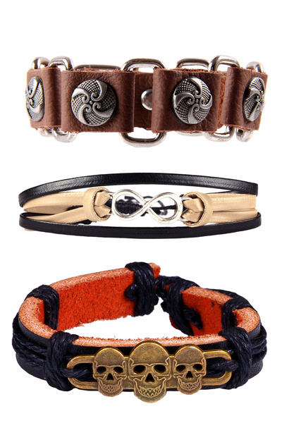 Dejavu حزمة سوار جلدي قابل للتعديل للجنسين مع تفاصيل حبل