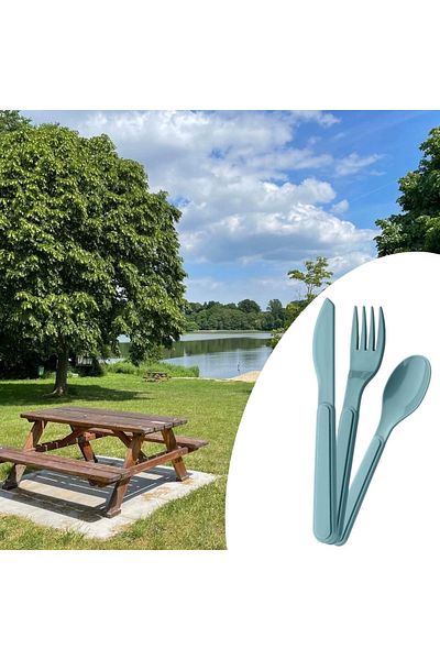 Nactumu Self Boxed Hygienic Plastic Picnic Type Fork Spoon Knife Set