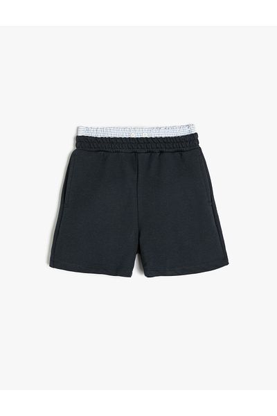 Koton Cotton Shorts - Double Waist Detailed