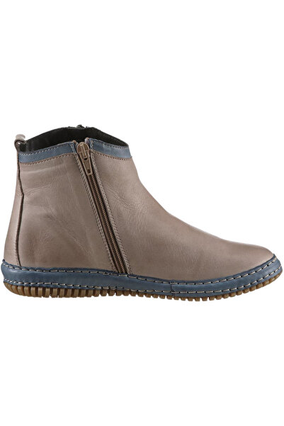 İNZE AYAKKABI Khaki Green Genuine Leather Boots - Model Name: Fluorite