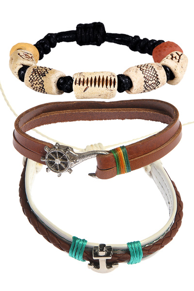 Dejavu حزمة سوار للجنسين بحجم قابل للتعديل مع تفاصيل حبل وجلد