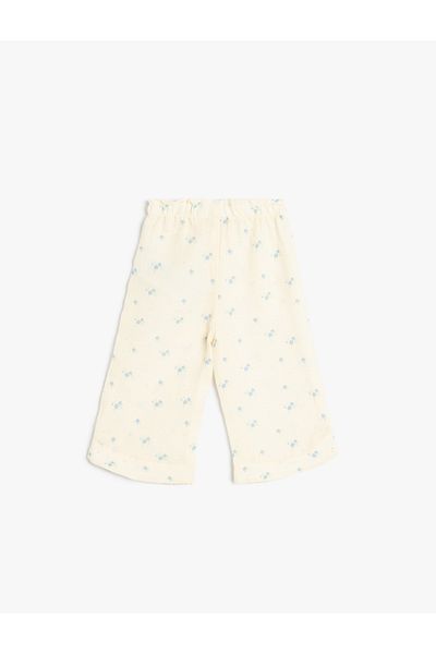 Koton Musselinhose mit Blumenmuster, weites Bein und elastischer Bund