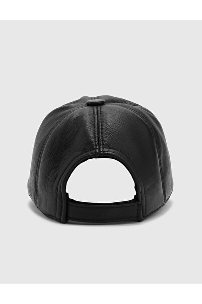 İLVİ Aretha Unisex Black Genuine Leather Hat