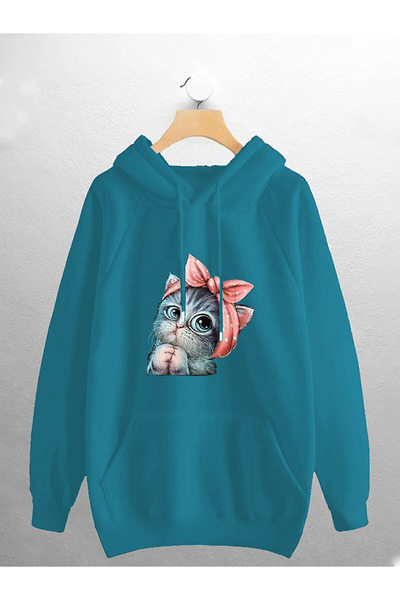 BOHEMGİYİM - 7hills Giyim Hanorac negru unisex cu imprimeu cu buzunar cangur