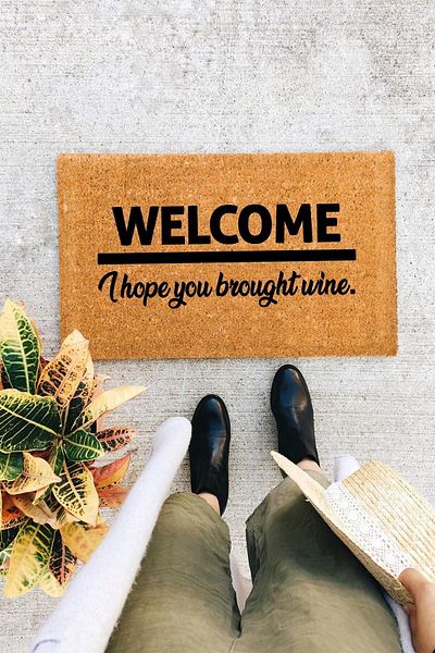 DefLife Home Welcome I Hope You Brought Wine Door Front Koko Mat