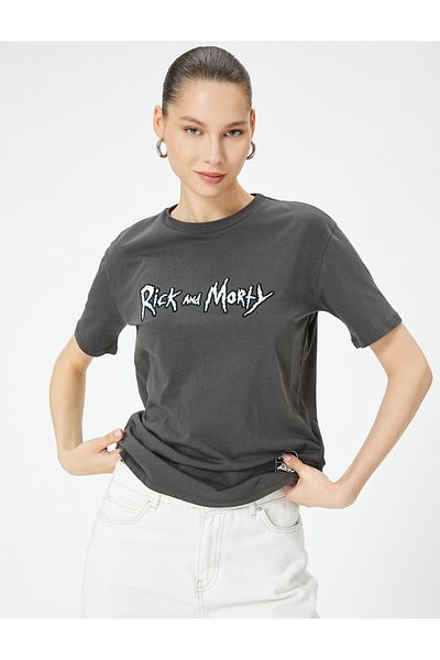 Koton Rick and Morty Licensed T-Shirt - Back Print, Short Sleeve