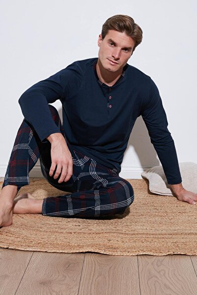 Buratti Men's Pajama Set - Plaid, Cotton, Regular Fit, Long Sleeve 60961005