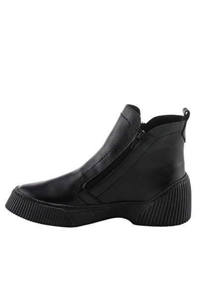 İNZE AYAKKABI Black Genuine Leather Boots - Model Name: Mother of Pearl