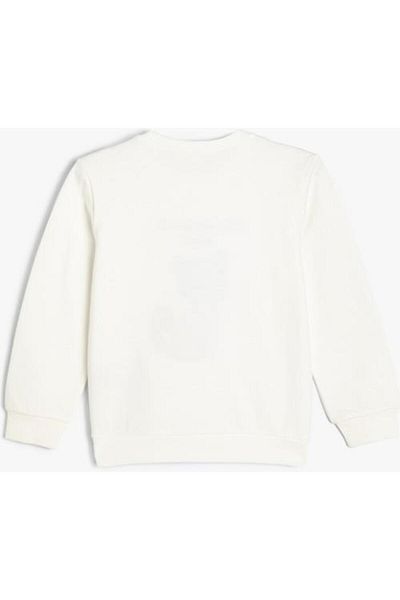 Koton Cat Printed Cotton Sweatshirt - Crew Neck, Long Sleeve