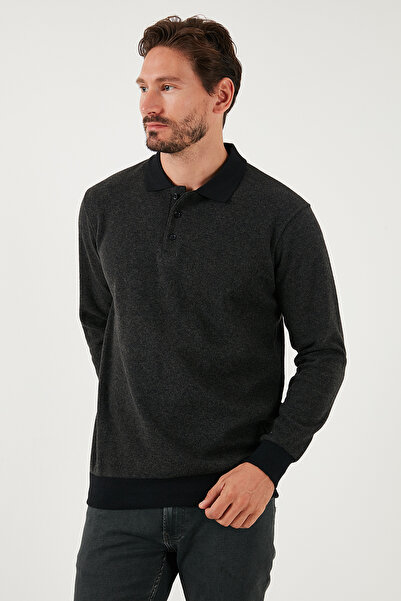 Buratti Cotton Regular Fit Buttoned Polo Collar Sweater Men's Sweater456211