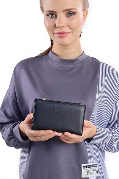 Rays محفظة سوداء بسحاب للإغلاق 023