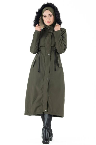 Sevitli İçi Peluş Mont-Haki