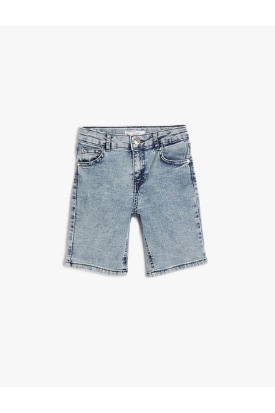 Koton Slim-Fit-Jeansshorts aus Baumwolle – Taschendesign