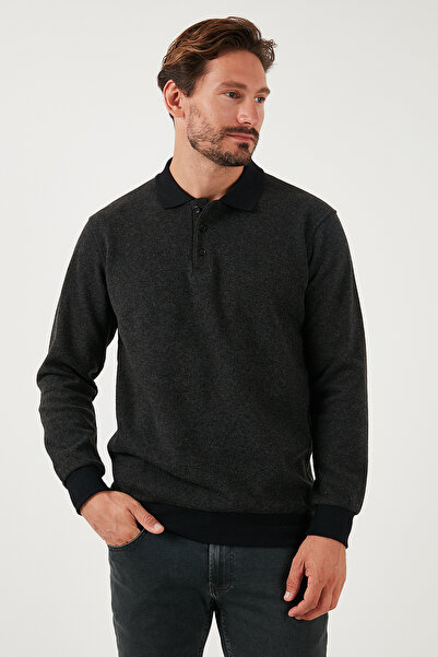 Buratti Cotton Regular Fit Buttoned Polo Collar Sweater Men's Sweater456211