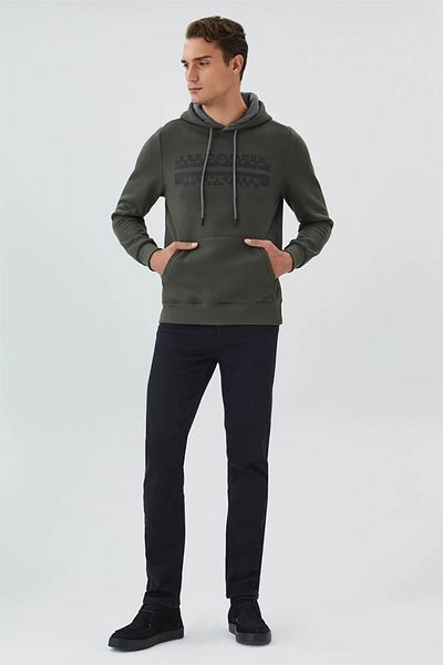 Lee Cooper Ανδρικό φούτερ Χακί με κουκούλα - Tess