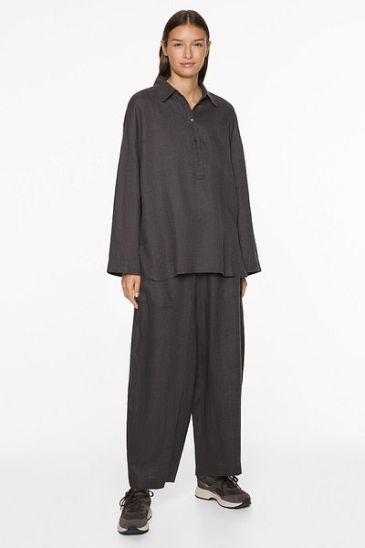 Oysho 100% linen barrel trousers