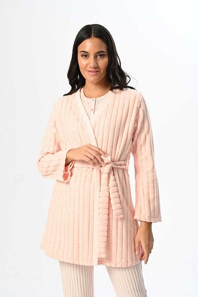 Marilyn Club Long Sleeve Cotton Women's Pajamas Set with Dressing Gowns 3 Pieces Set