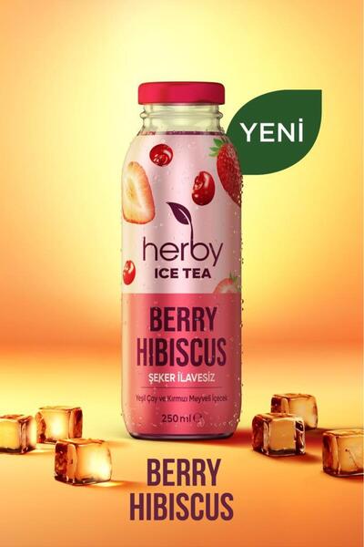 Herby Ice Tea Berry Hibiscus Soğuk Çay Şeker İlavesiz 250 ml x 12
