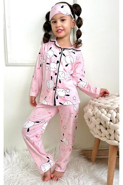 LİLLYPİCCA Girl's Cute Lamb Patterned Pink Long Sleeve Pajama Set