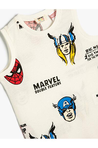 Koton Marvel Atlet Lisanslı Baskılı Kolsuz Bisiklet Yaka