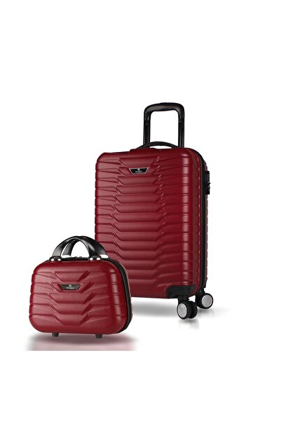 My Valice Croc Abs Makyaj ve Kabin Boy Bordo 2'li Valiz Seti