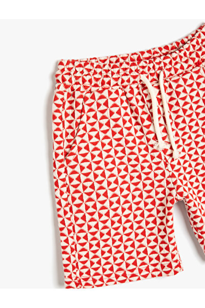 Koton Şort Grafik Desenli Beli Bağlamalı Cepli