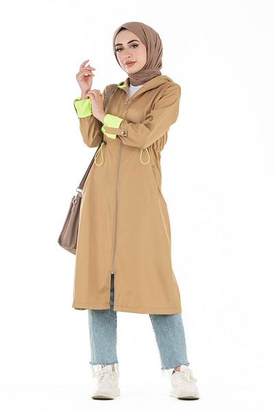 Sevitli Neon Trench Coat-camel