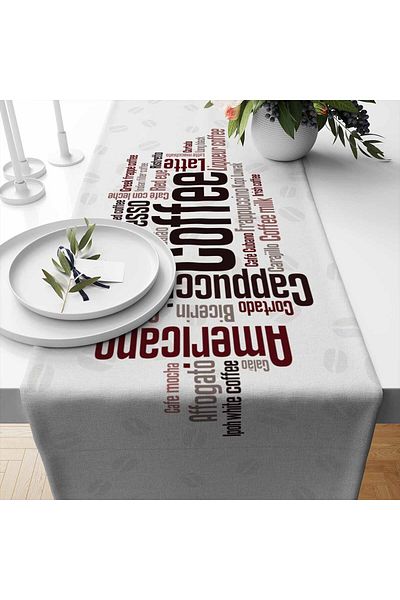 Else Dekor Texturi de cafea, cu model colorat, imprimat digital, rezistent la pete, fără urme, husă decorativă pentru alergător 40x140cm