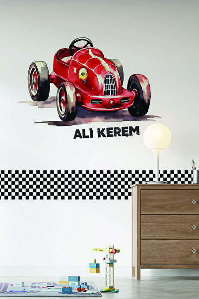 Renklendir Hayatını STK-22 Araba Desenli Kişiye Özel İsim Yazılır  Duvar Stic...