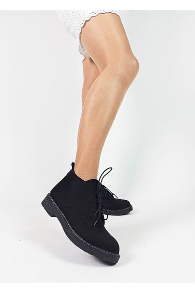 GDT Ayakkabı Γυναικείες μπότες μαύρου χρώματος Suede Lace Up