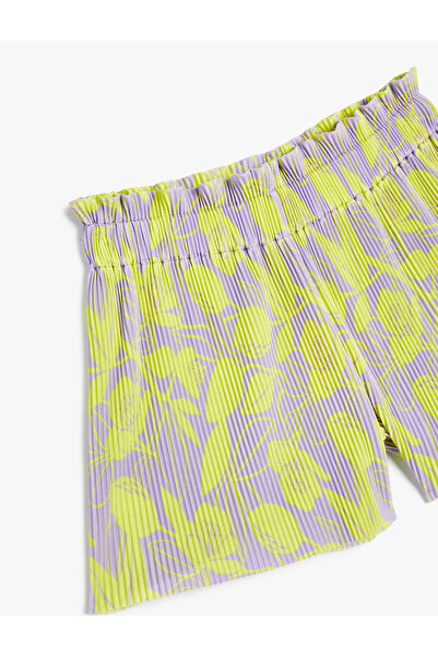 Koton Piliseli Çiçekli Şort Beli Lastikli