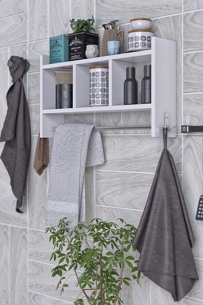 moka park avm Wall Mounted 2-Shelf 3-Compartment Metal Hanging Wall Shelf