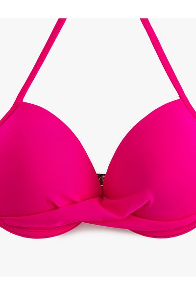 Koton Bügel-Bikinioberteil, gepolstert, Push-Up, drapiert, Neckholder mit Details