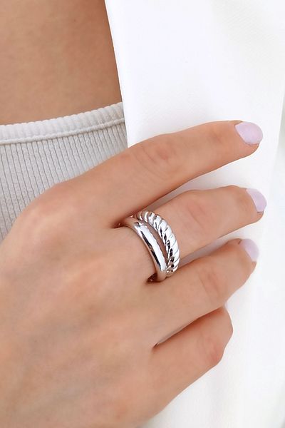 Çlk Accessories Premium Adjustable Two Rows Twist Ring