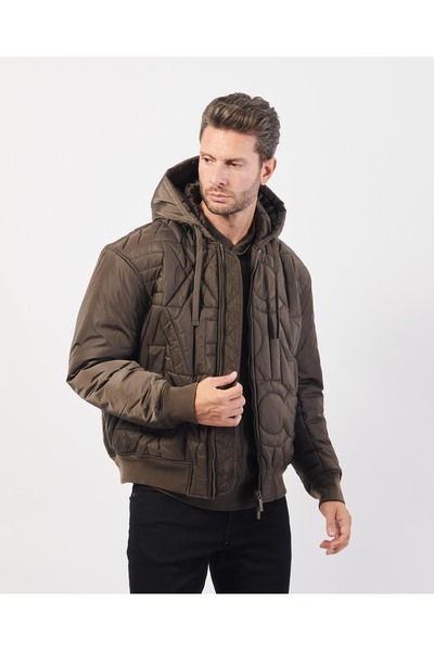 Armani Exchange Men's Hooded Brown Coat - Daily Use, Brand Detailed, 6Dzb11 Zn4Xz-1897