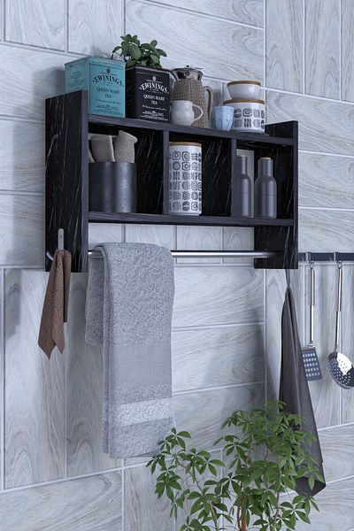 moka park avm Wall Mounted 2-Shelf 3-Compartment Metal Hanging Wall Shelf