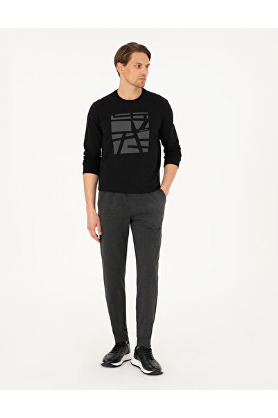 Pierre Cardin Antrasit Melanj Slim Fit 3 İplik Paçası Lastikli Eşofman Altı 50299286-VR081