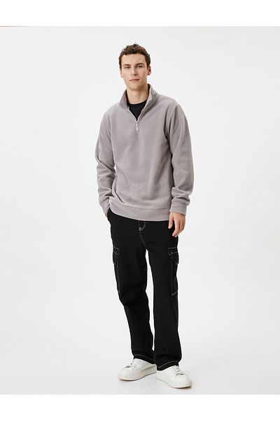 Koton Polar Sweatshirt Half Zipper Stand Collar Long Sleeve