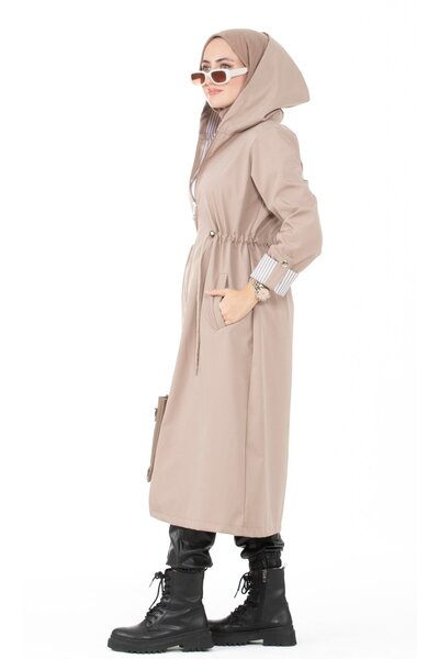 Sevitli Καμπαρντίνα με ρίγες εσωτερικά-Μπεζ