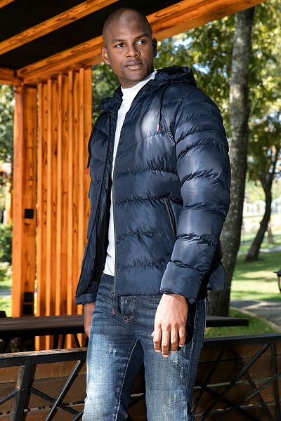 Buratti Ανδρικό πουπουλένιο παλτό Slim Fit - Λούτρινη επένδυση, κουκούλα, φερμουάρ 5762010