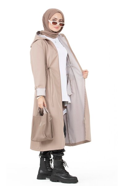 Sevitli Καμπαρντίνα με ρίγες εσωτερικά-Μπεζ