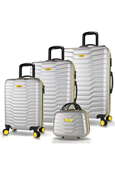 My Valice Croc Abs Kabin Orta Büyük ve Makyaj Boy Gri 4'lü Travel Valiz Seti